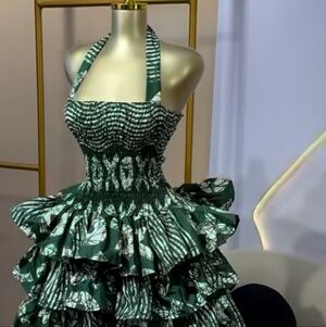 Elegant Green Halter Dress